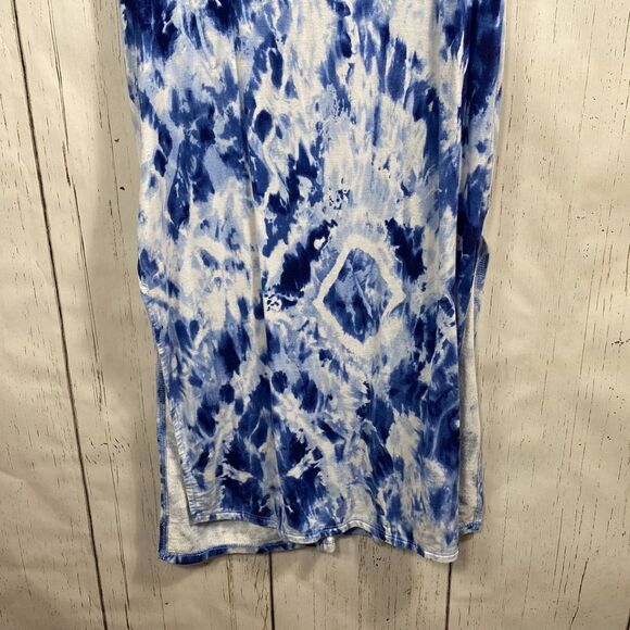 Lulus Blue Tie Dye Slit Maxi Dress S Boho Beachwear Resort Surf Girl Coastal - Picture 10 of 16